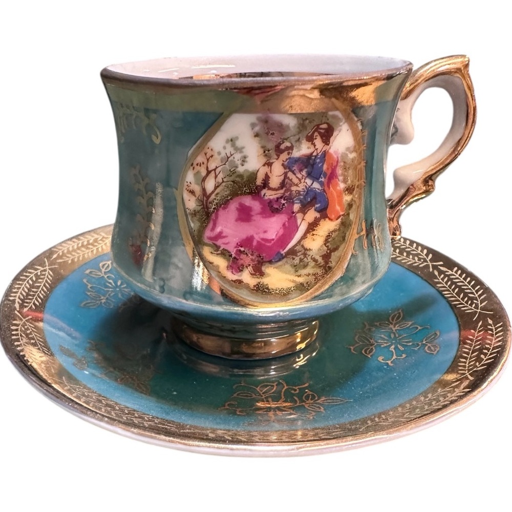 Royal Crown Demitasse Teacup and Saucer Set. Vintage